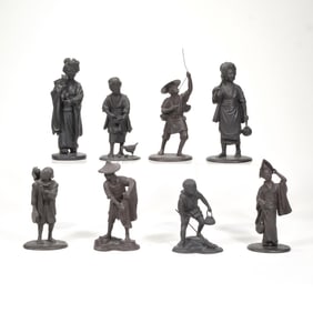 (8pc) JAPANESE MEIJI BRONZE FIGURES