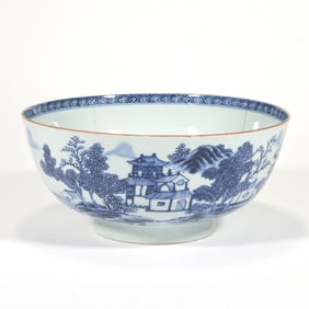 CHINESE BLUE & WHITE PUNCH BOWL