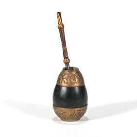 18K GOLD & SILVER YERBA MATE GOURD & BOMBILLA