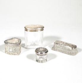 (4pc) STERLING LIDDED VANITY BOXES