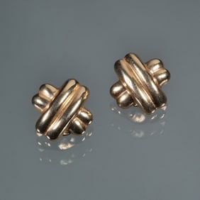 14K GOLD X FORM EARRINGS