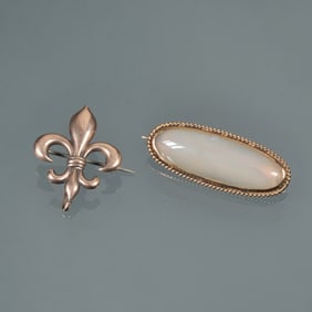 (2pc) ANTIQUE MOONSTONE & 10K JEWELRY