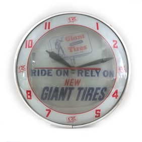 GIANT TIRES DOUBLE BUBBLE LIGHTED CLOCK