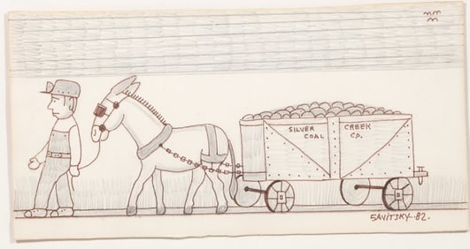 JACK SAVITSKY (AMERICAN, 1910-1991) FOLK ART DRAWING