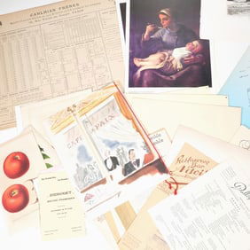 LARGE LOT FRENCH MENUS, ETCHINGS & OTHER PAPER EPHEMERA
