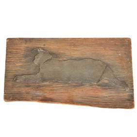 (Attrib.) EDWARD PENFIELD WOOD (1866-1925) CARVING OF A CAT (1 of 15)