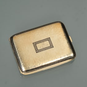 TIFFANY & CO. 14K YELLOW GOLD & ENAMEL COMPACT