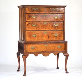 AMERICAN QUEEN ANNE FLAT TOP HIGHBOY