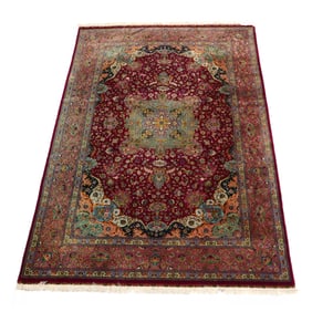 VERY FINE SCULPTED FLORAL TABRIZ RUG