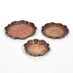 (3pc) TIFFANY STUDIOS BRONZE NESTING TRAYS