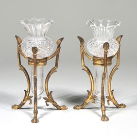 PAIR F&C OSLER CUT GLASS & ORMOLU VASES