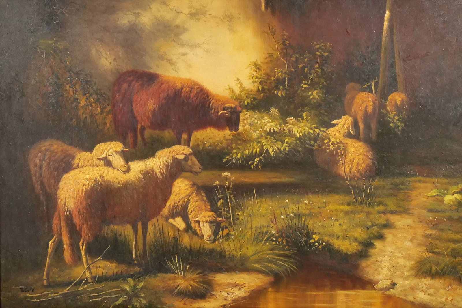T. COLE ENGLISH SCHOOL (19TH CENTURY) PASTORAL SCENE WITH SHEEP (1 of 16)
