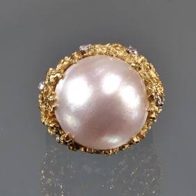 PEARL & DIAMOND 18K GOLD RING