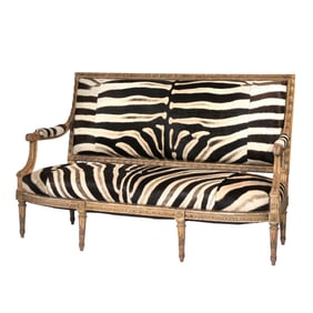 ZEBRA UPHOLSTERED LOUIS XVI SETTEE