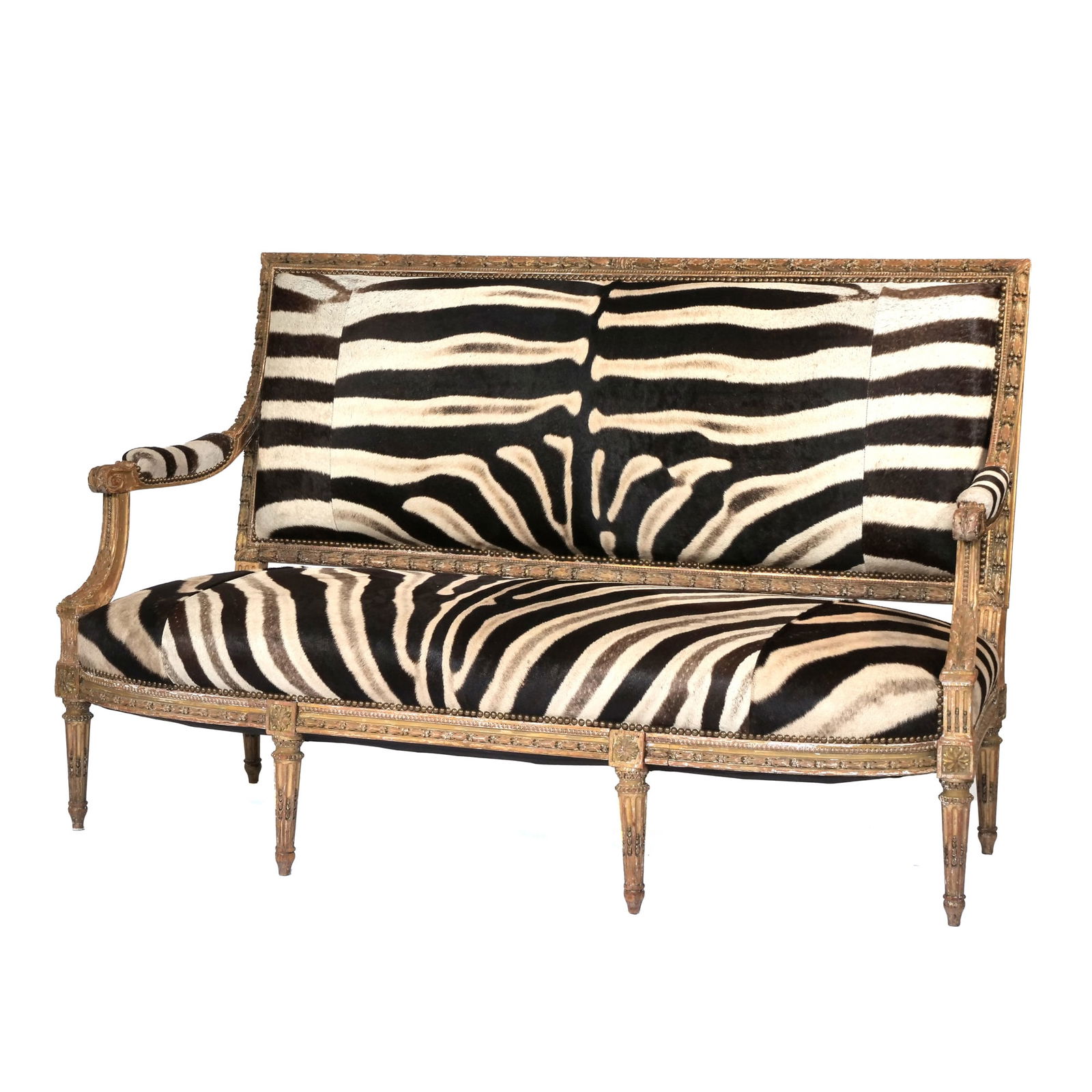 ZEBRA UPHOLSTERED LOUIS XVI SETTEE (1 of 17)