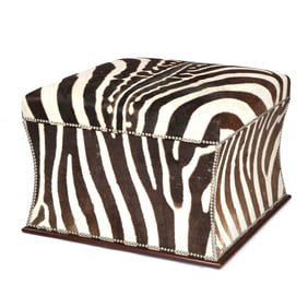 BESPOKE ZEBRA UPHOLSTERED OTTOMAN (2 OF 3)