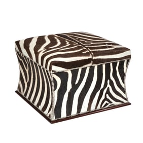 BESPOKE ZEBRA UPHOLSTERED OTTOMAN (1 OF 3)