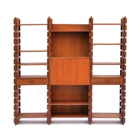 GIANFRANCO FRATTINI TEAK FREESTANDING BOOKSHELF WALL SYSTEM