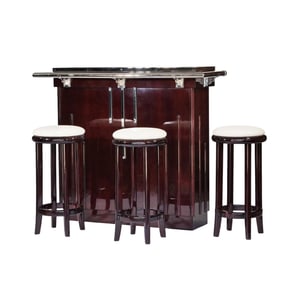 (4pc) ART DECO BAR CABINET & STOOLS