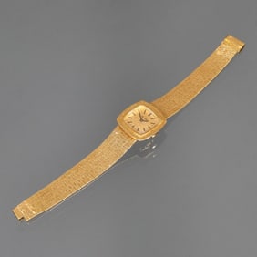 BEUCHE GIROD 18K GOLD LADY'S WRISTWATCH WITH TEXTURE LINK BRACELET