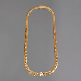 DIAMOND & 14K CURB LINK NECKLACE