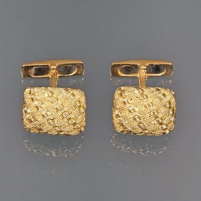 PAIR 18K WOVEN STYLE CUFFLINKS