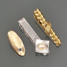 (3pc) 14K GOLD TIE CLIPS
