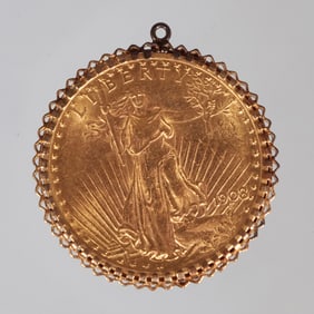 1908 US $20 GOLD COIN PENDANT