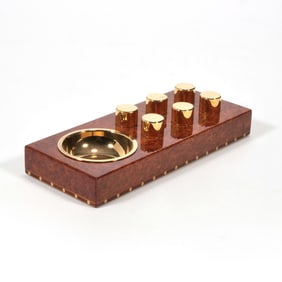 ELIE BLEU FRENCH AMBOYNA BURL CIGAR ASHTRAY CLASSIC COLLECTION