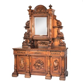LARGE BLACK FOREST CARVED SIDEBOARD