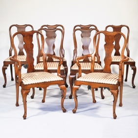(8pc) ANTIQUE QUEEN ANNE DINING CHAIRS