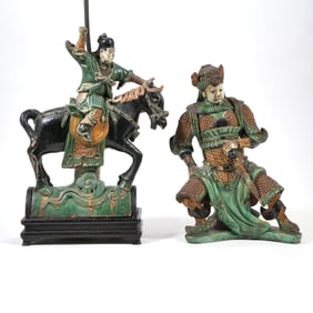 (2pc) ANTIQUE CHINESE GLAZED EARTHENWARE CERAMICS