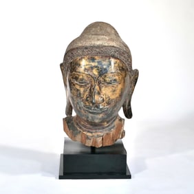 LARGE GILT CARVED BUDDHA HEAD
