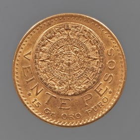 1918 MEXICAN 20 PESOS GOLD COIN