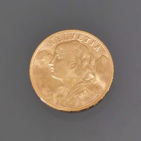 GOLD SWISS 'HELVETIA' COIN