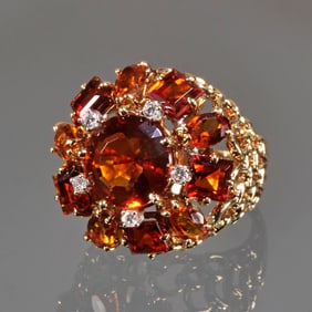 CITRINE & DIAMOND 14K GOLD RING