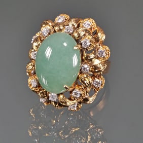 JADE & DIAMOND 18K GOLD COCKTAIL RING