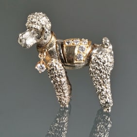 14K GOLD & DIAMOND POODLE-FORM PIN