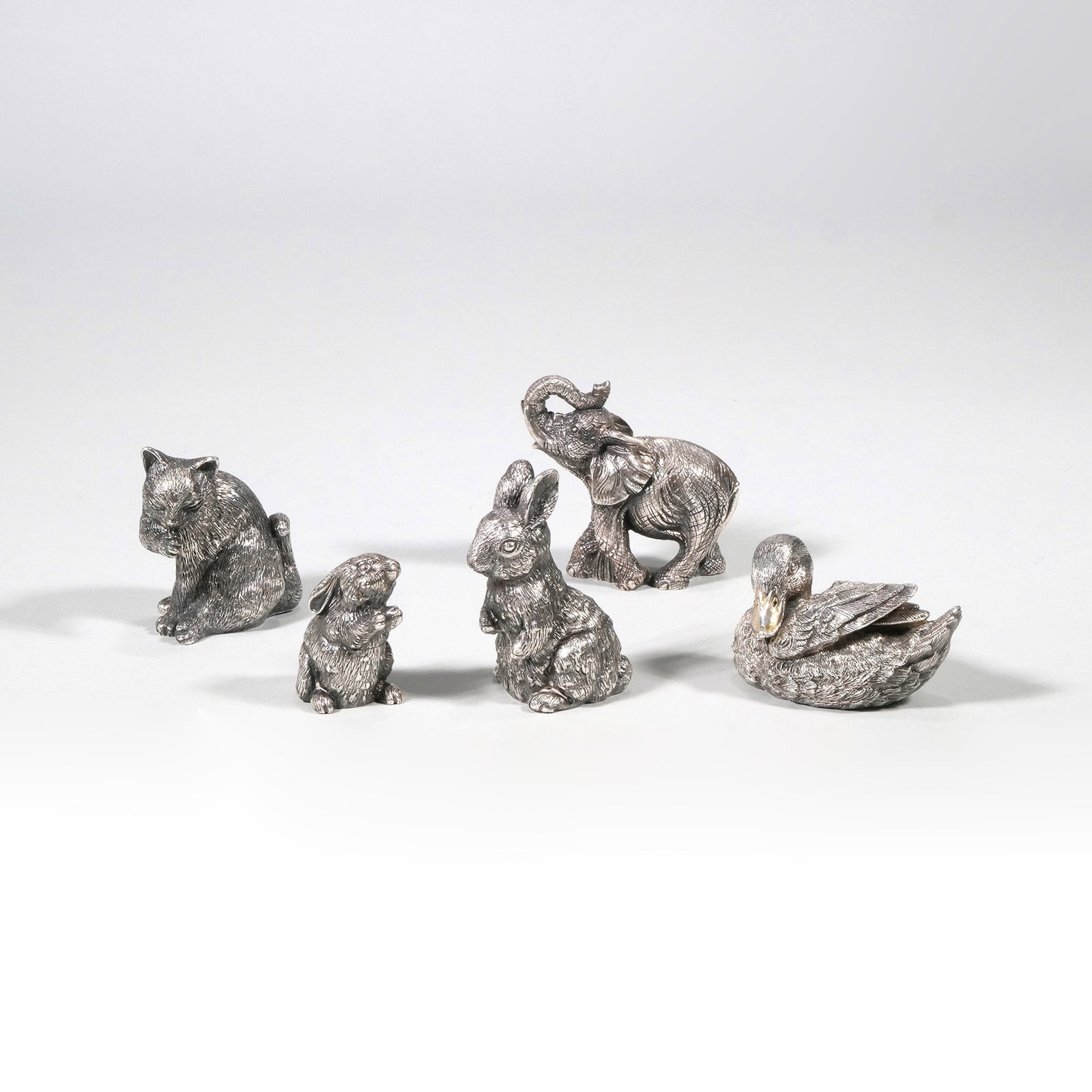 (5pc) SILVER OVERLAY ANIMAL FIGURINES, F.LLI MAGRINO ARGENTIERI, FIRENZE (1 of 11)