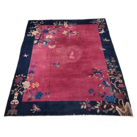 ANTIQUE ART DECO CHINESE FLORAL RUG