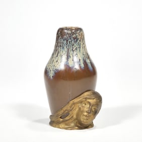 ART NOUVEAU BRASS-MOUNTED POTTERY VASE