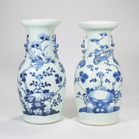 PAIR CHINESE BLUE & WHITE VASES