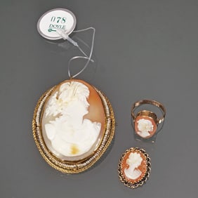 (3pc) 14K GOLD CAMEO JEWELRY
