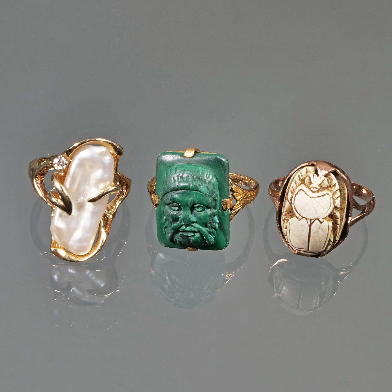 (3pc) 14K GOLD AND GEMSTONE RINGS (1 of 10)