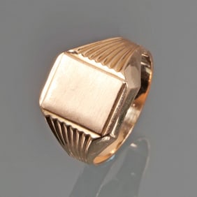 18K YELLOW GOLD SIGNET RING, BLANK