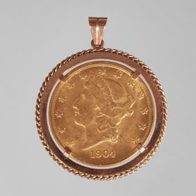 1904 $20 GOLD COIN PENDANT