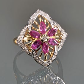 DIAMOND & PINK SAPPHIRE 14K GOLD RING