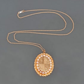 14K GOLD & PEARL PENDANT NECKLACE