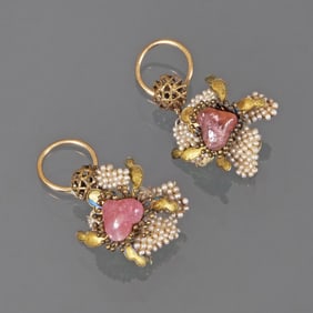 (2pc) VICTORIAN ANTIQUE AMETHYST EARRINGS