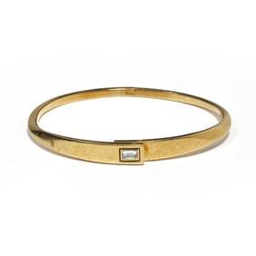DIAMOND & GOLD CONTEMPORARY HINGED HARD BRACELET